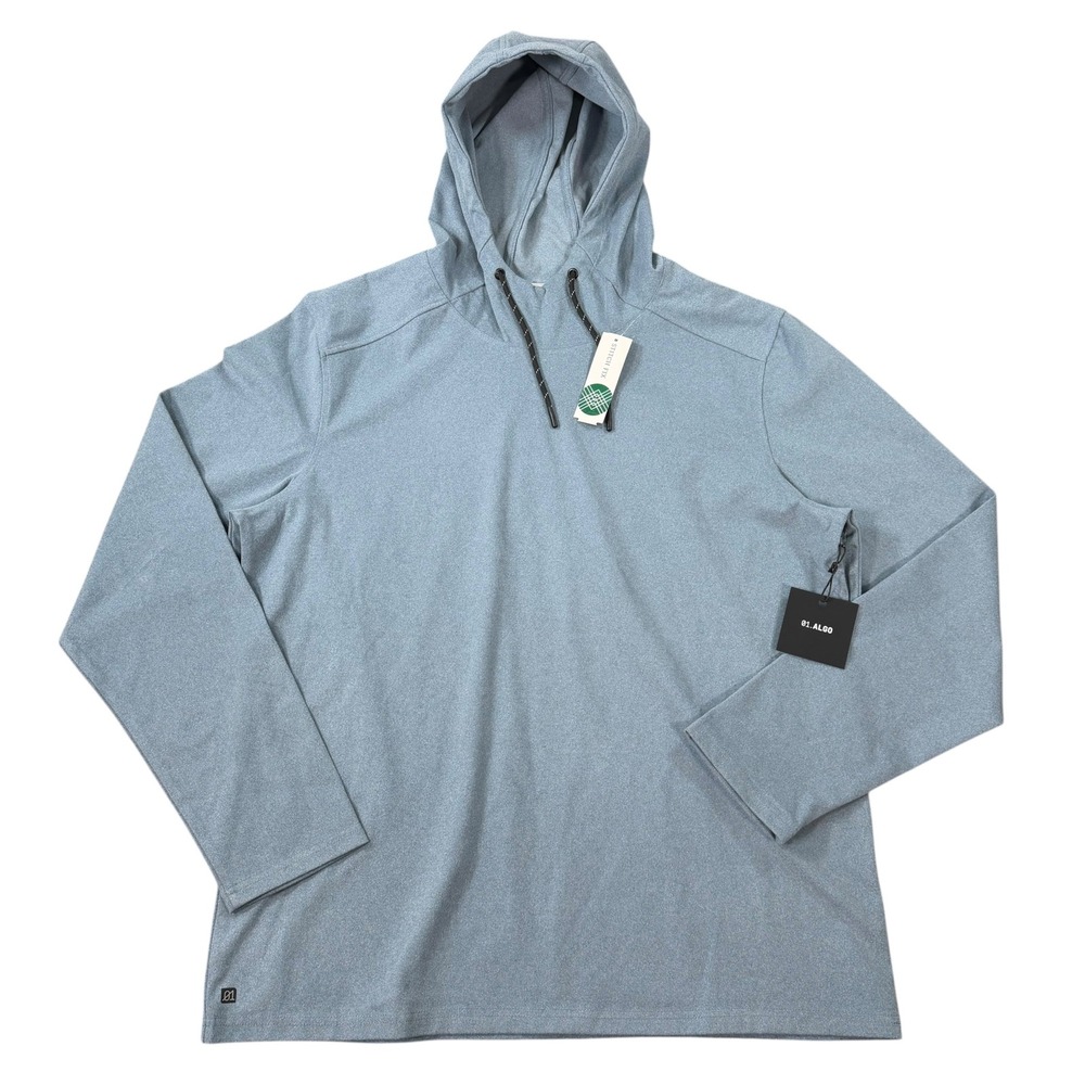 01.ALGO Mens Adam Lounge Hoodie Light Blue Performance Pullover Size XL